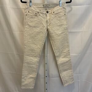 Free People Damask Embossed Jeans - Women Size 26 - Cream